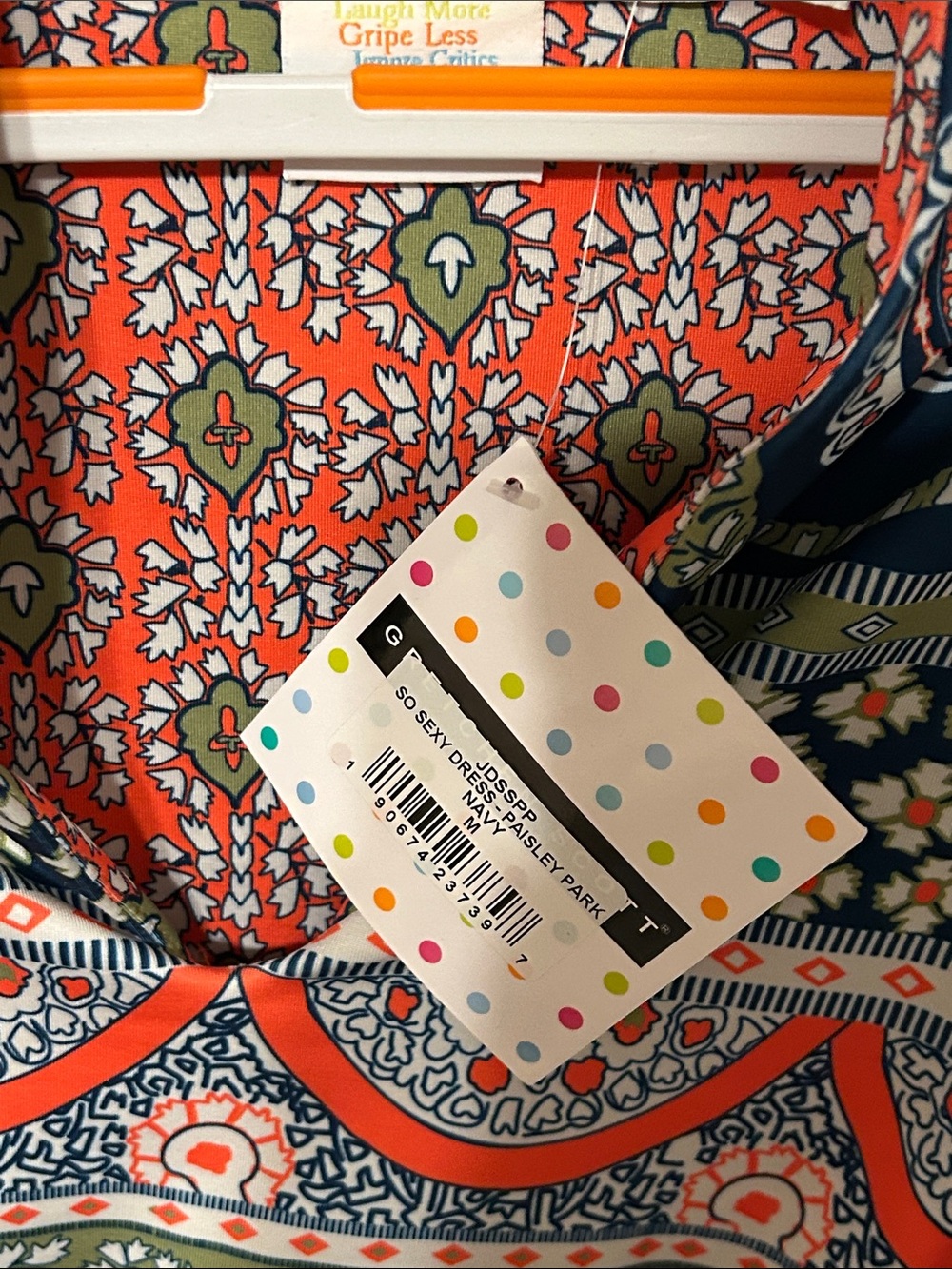 🎼Gretchen Scott Designs so sexy Navy, Coral, Green Paisley park Dress size M NEW - Picture 7 of 13